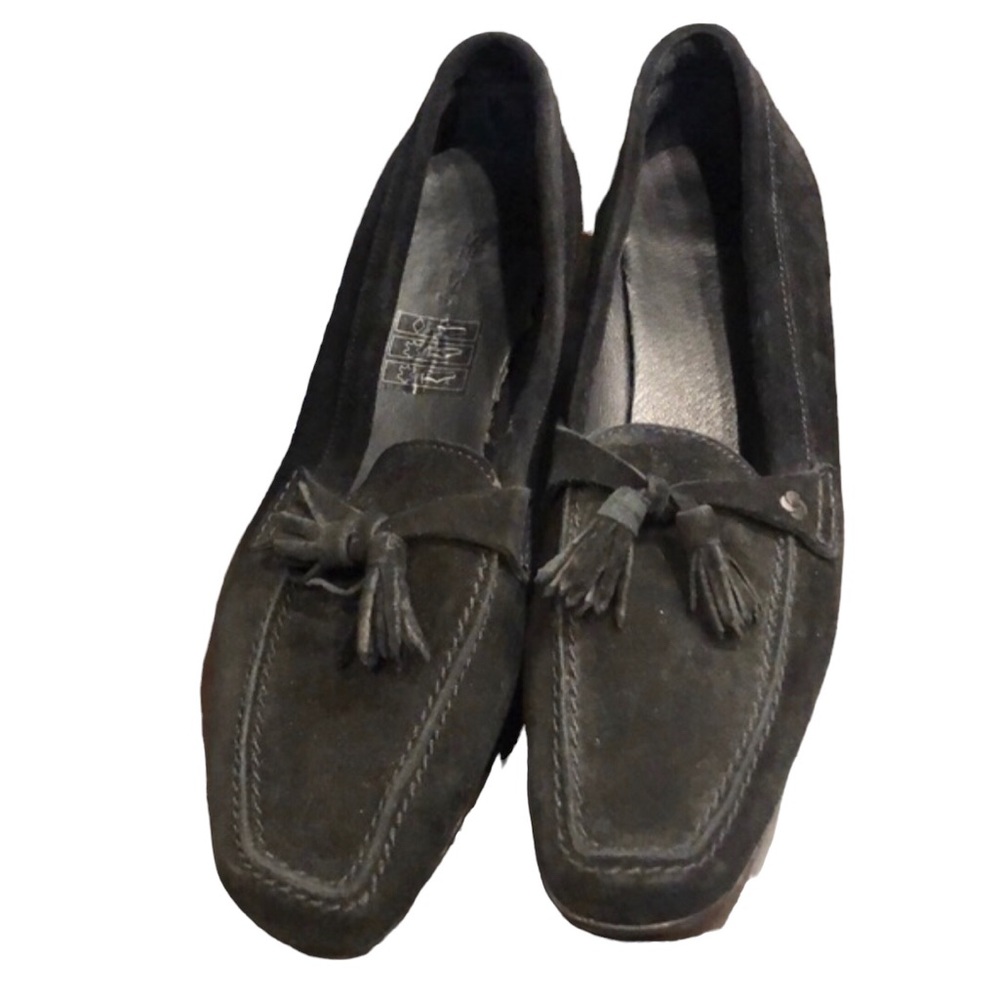 Samsonite‎ black suede tassel kitty heels 41 women’s size 10.5-11
